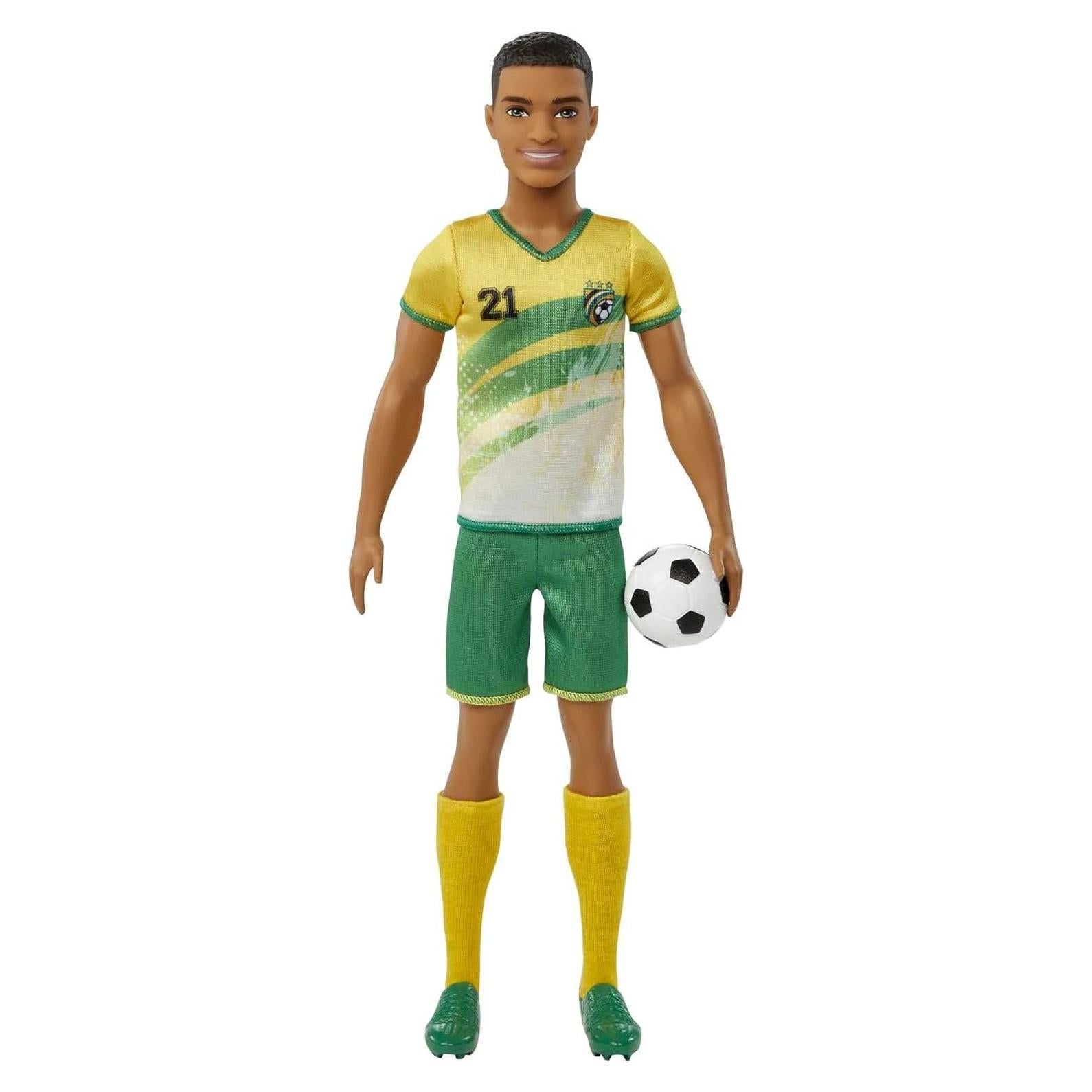 Muñeco de Fútbol Ken Barbie #21 con Balón y Accesorios