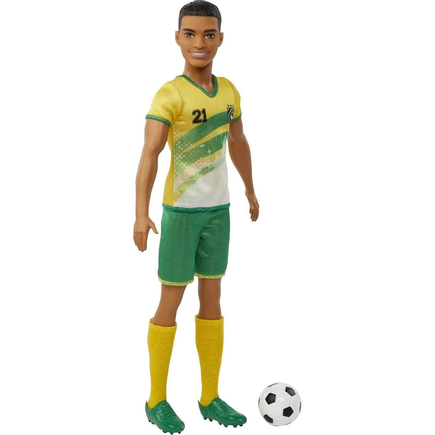 Muñeco de Fútbol Ken Barbie #21 con Balón y Accesorios