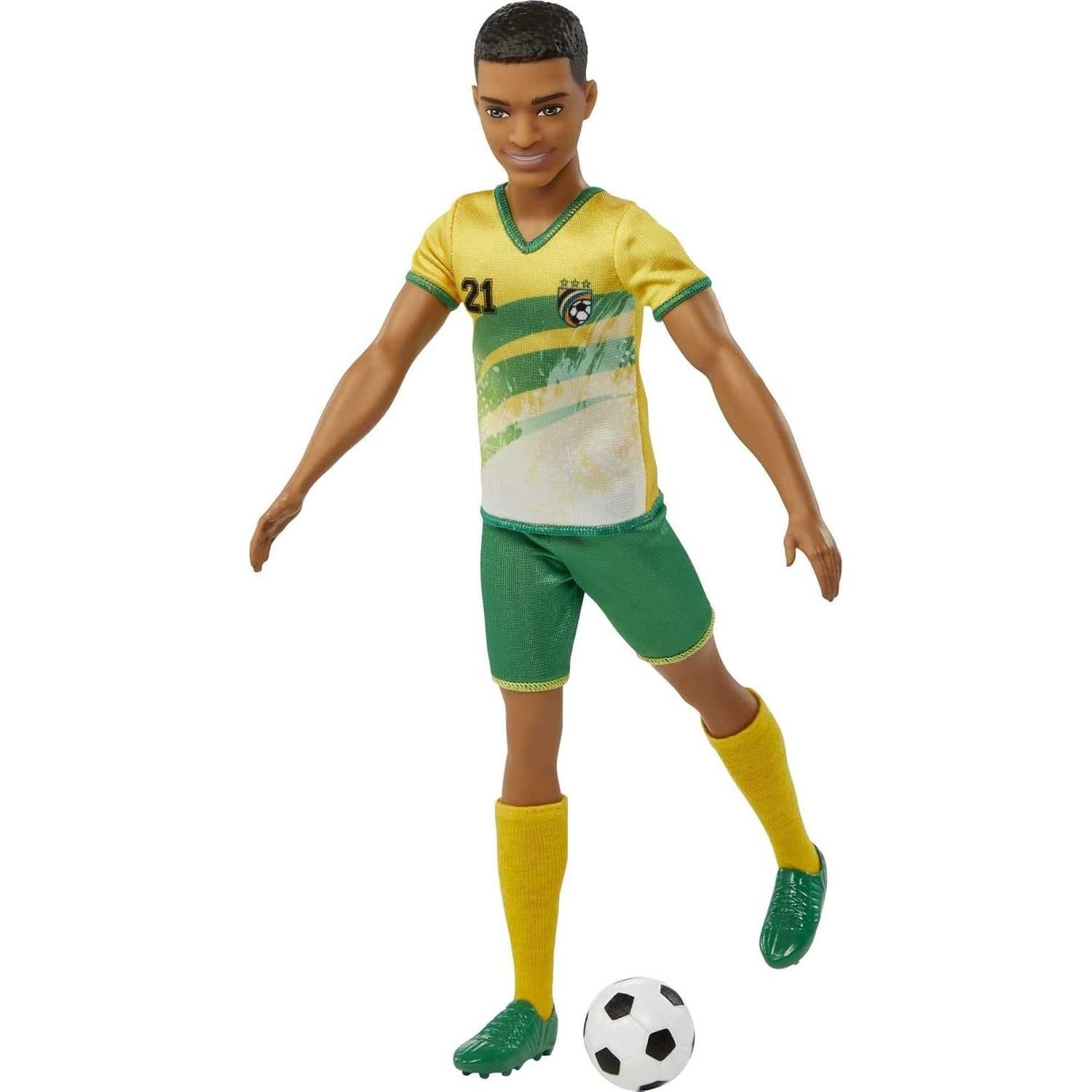 Muñeco de Fútbol Ken Barbie #21 con Balón y Accesorios