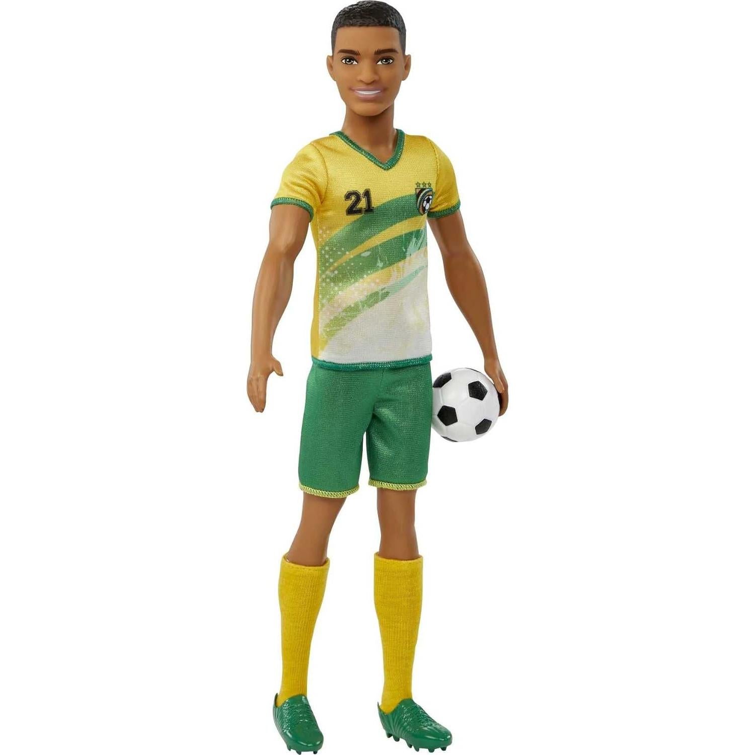 Muñeco de Fútbol Ken Barbie #21 con Balón y Accesorios