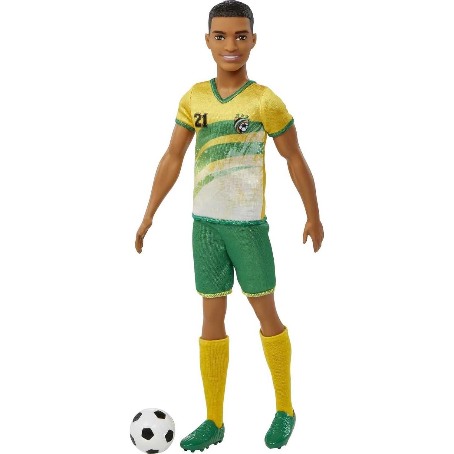 Muñeco de Fútbol Ken Barbie #21 con Balón y Accesorios