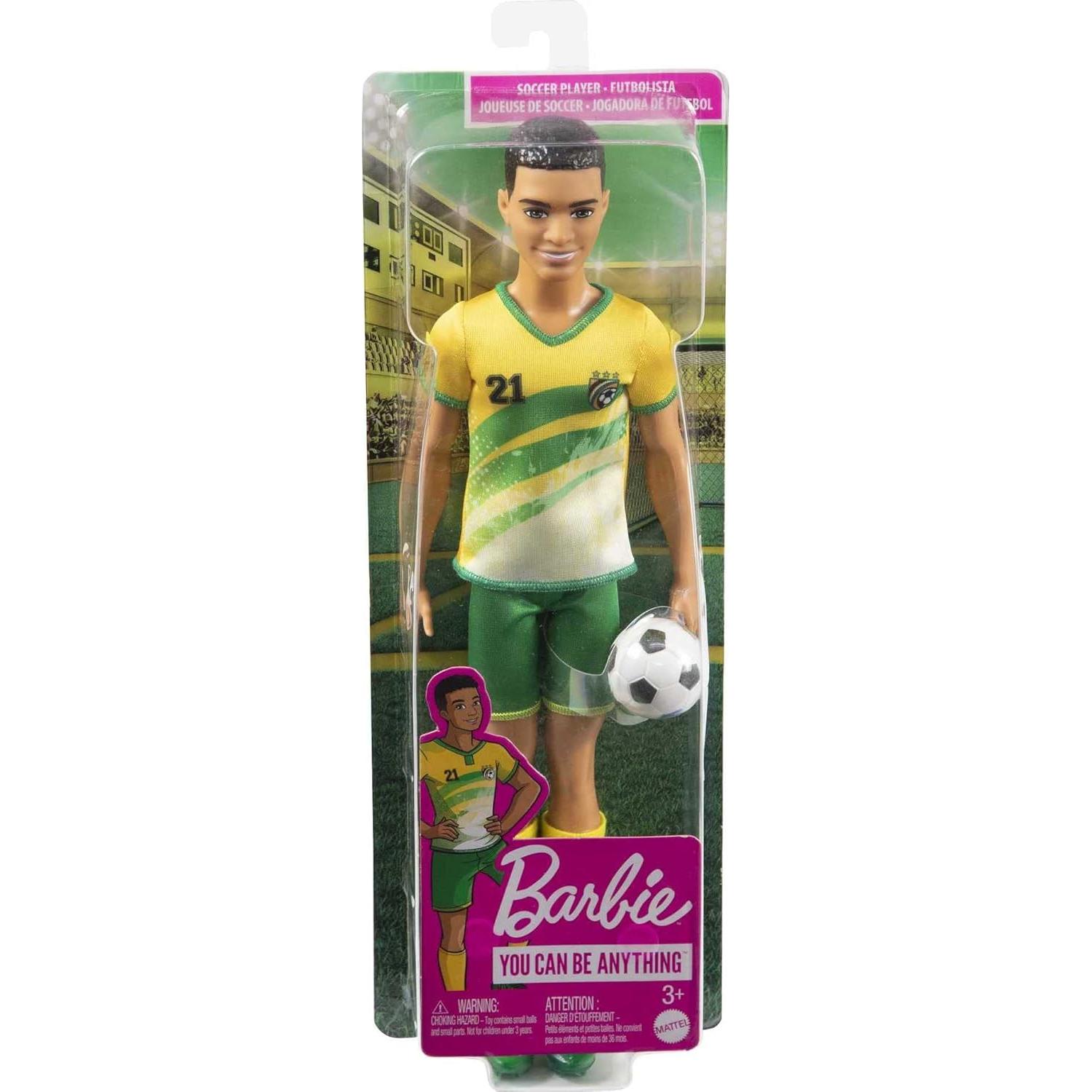 Muñeco de Fútbol Ken Barbie #21 con Balón y Accesorios