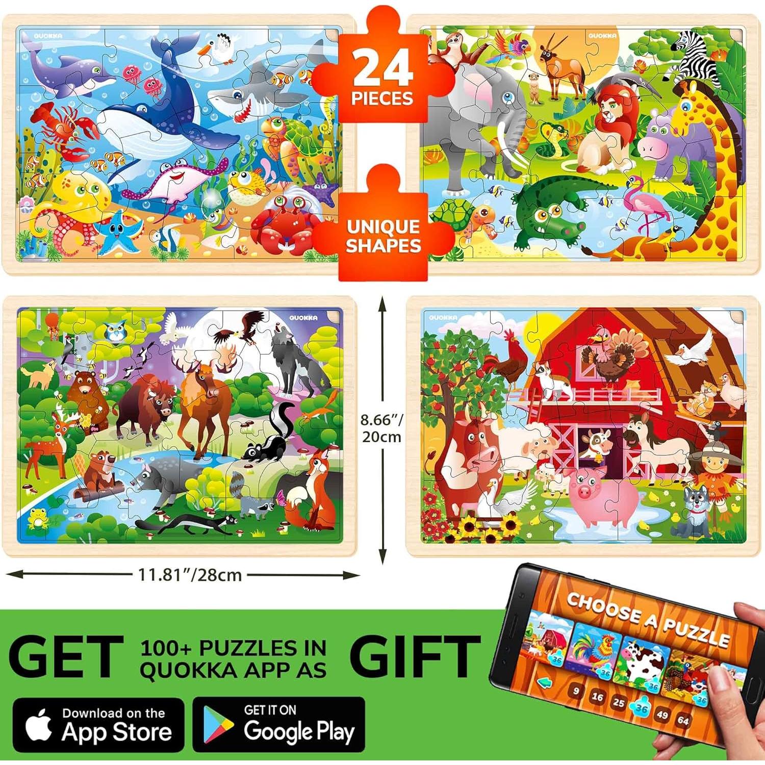 Juego de Rompecabezas de Madera QUOKKA 8 en 1 para Niños 3-6 Años