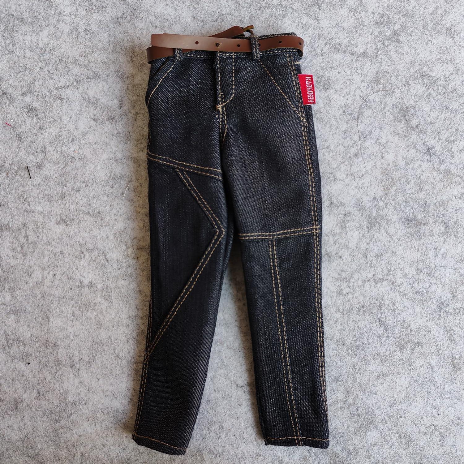 2 Pantalones Jeans Clásicos Azul para Muñeco 1/6 SSbeauty