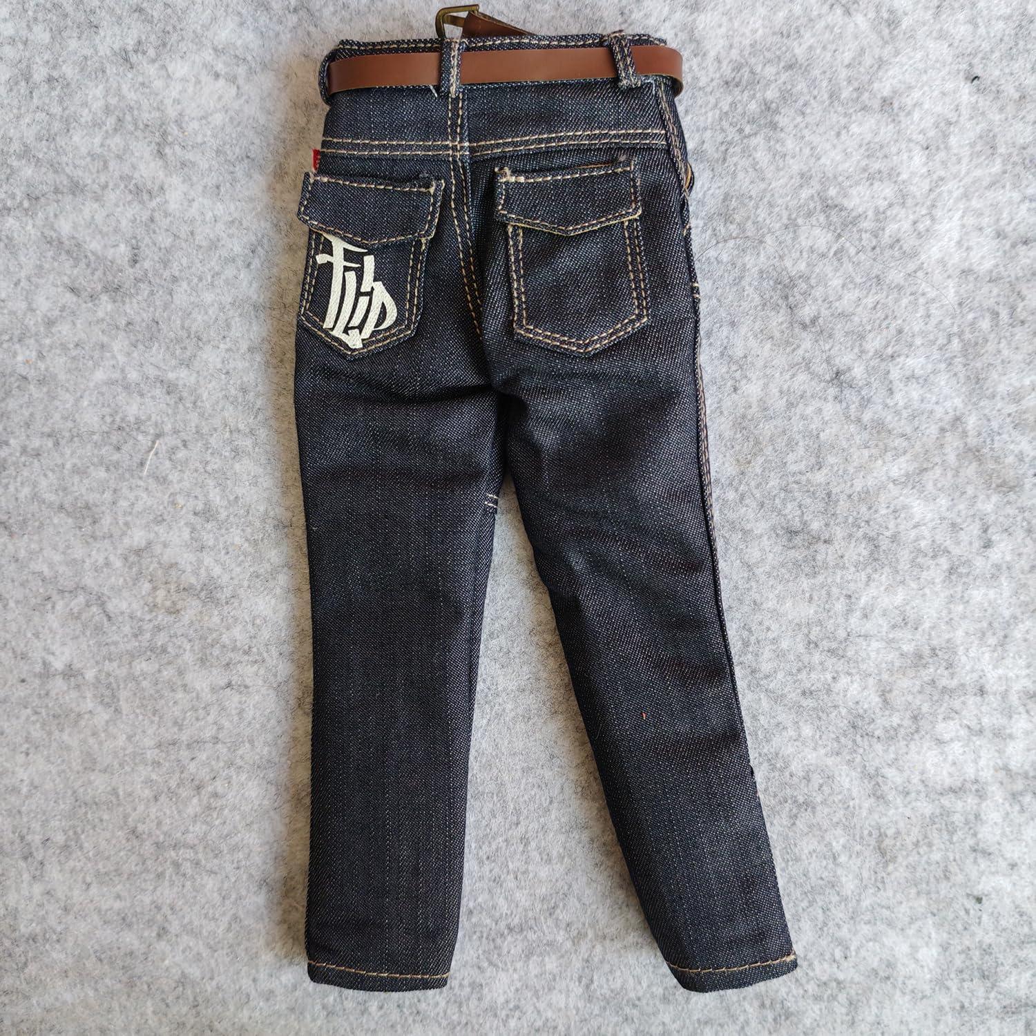 2 Pantalones Jeans Clásicos Azul para Muñeco 1/6 SSbeauty