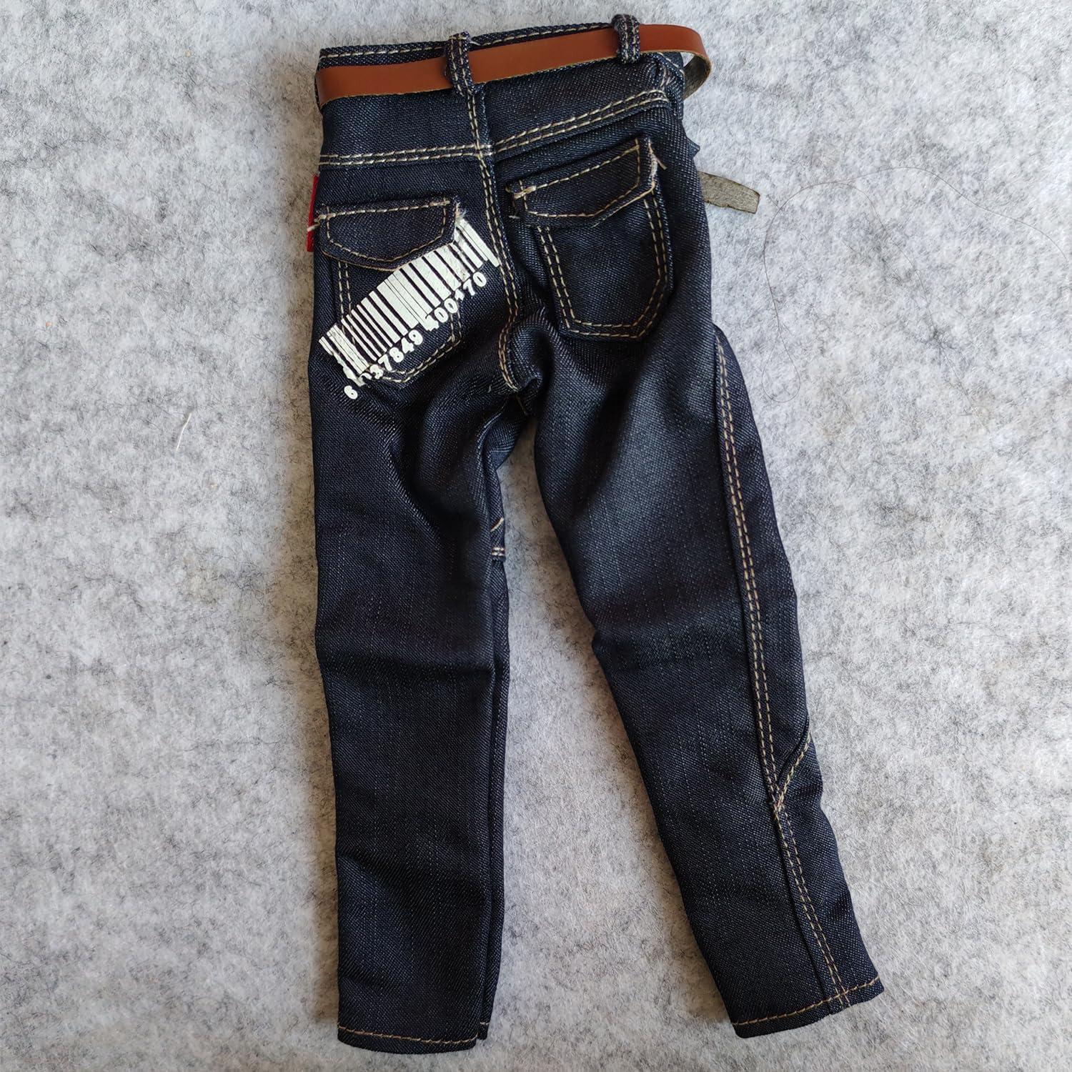 2 Pantalones Jeans Clásicos Azul para Muñeco 1/6 SSbeauty