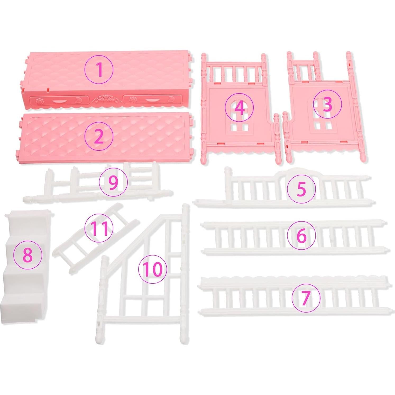 Ropa de Muñeca Miunana 24 Pcs con Cama Literas y Accesorios