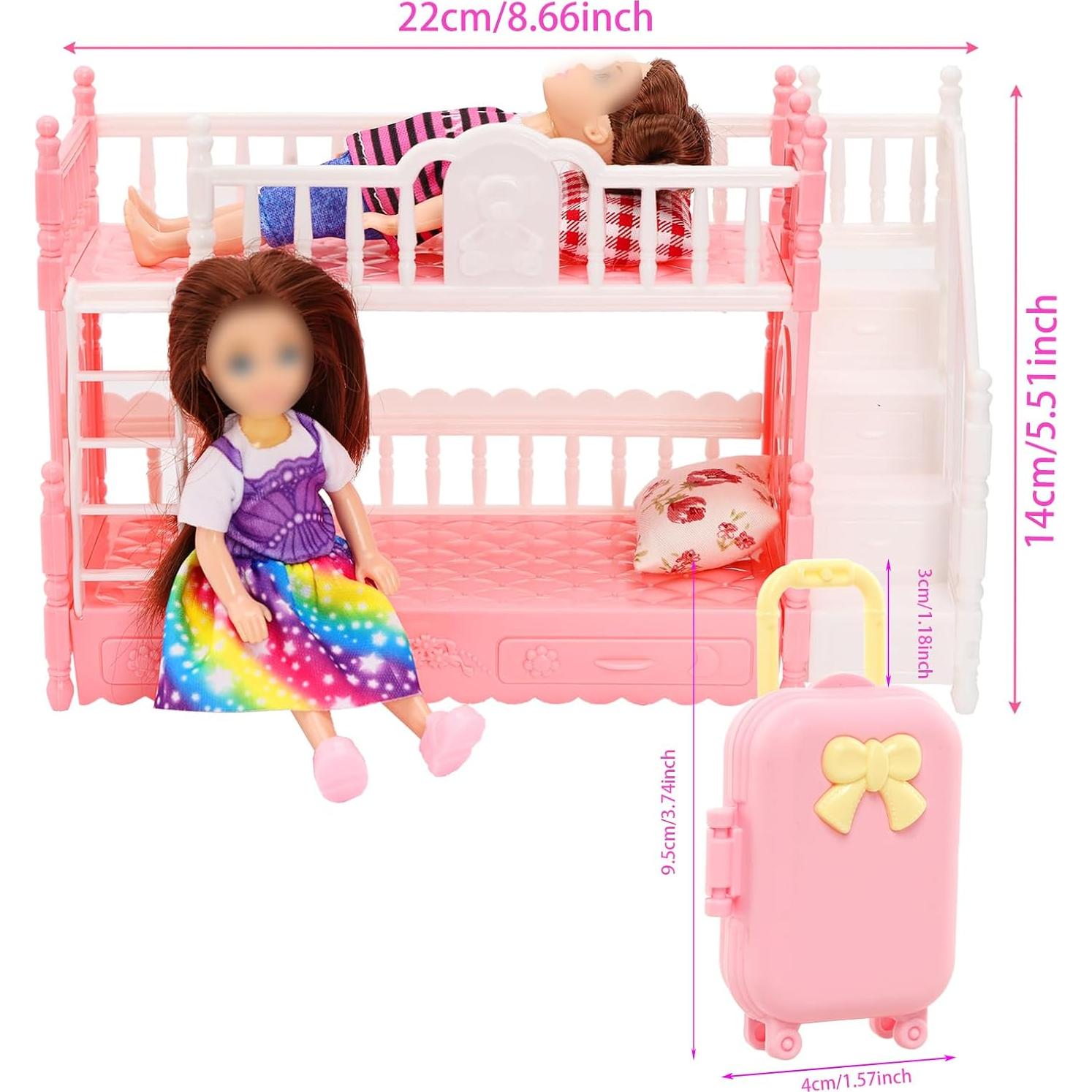 Ropa de Muñeca Miunana 24 Pcs con Cama Literas y Accesorios