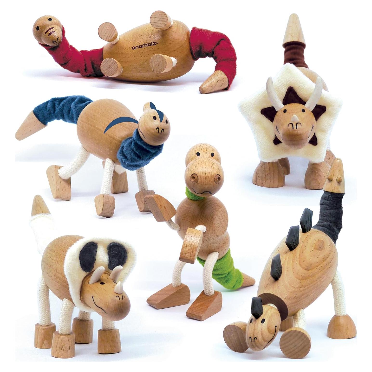 Set de Juguetes de Madera Anamalz Dinosaurios 6 Figuras