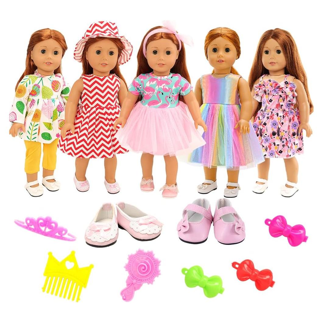 BARWA Ropa para Muñecas 45-46 cm 5 Conjuntos y Zapatos