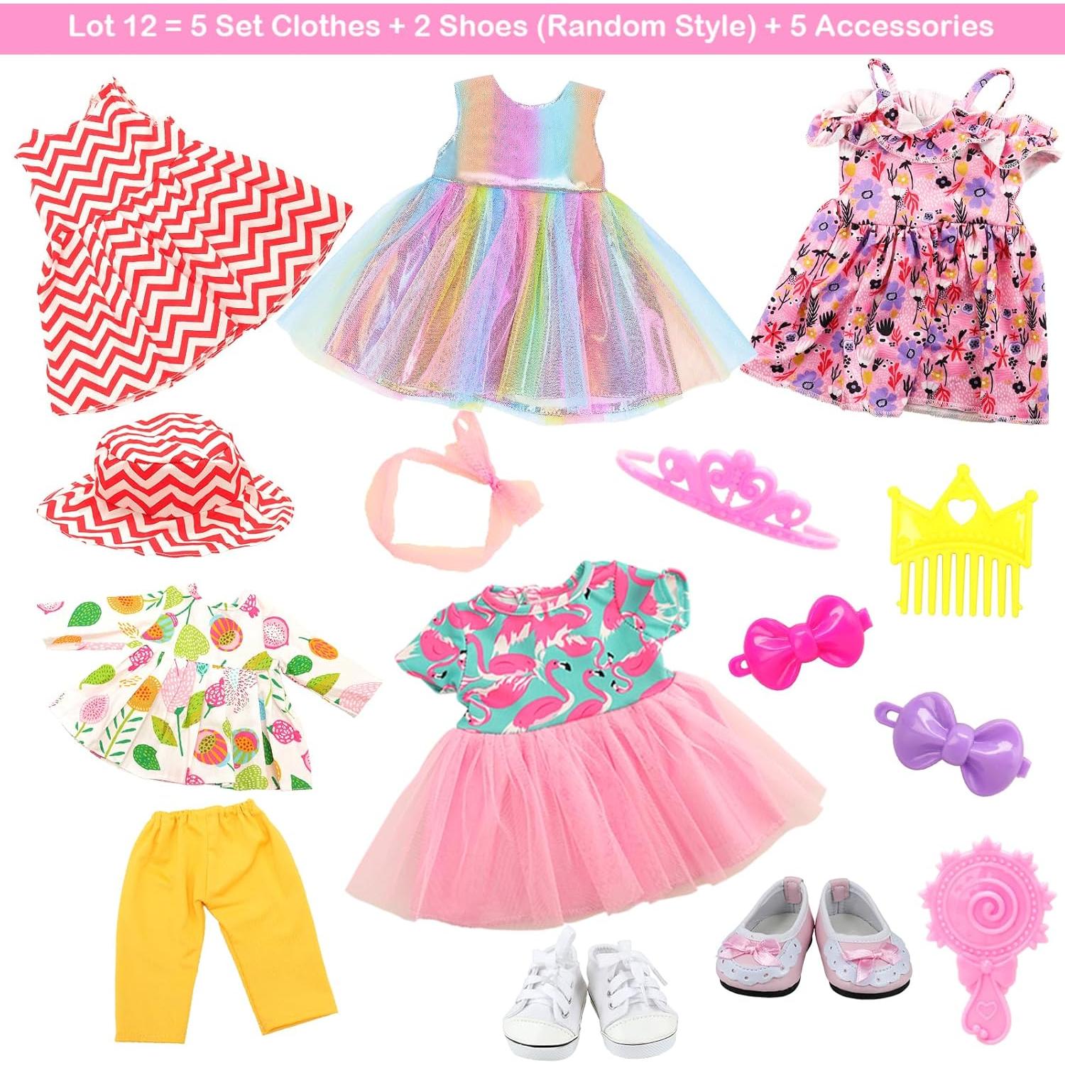 BARWA Ropa para Muñecas 45-46 cm 5 Conjuntos y Zapatos
