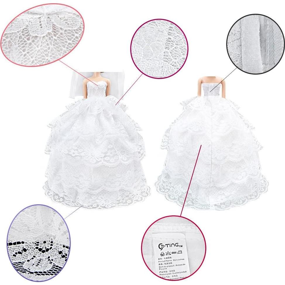 Vestido de Fiesta E-TING para Muñecas 29 cm Blanco