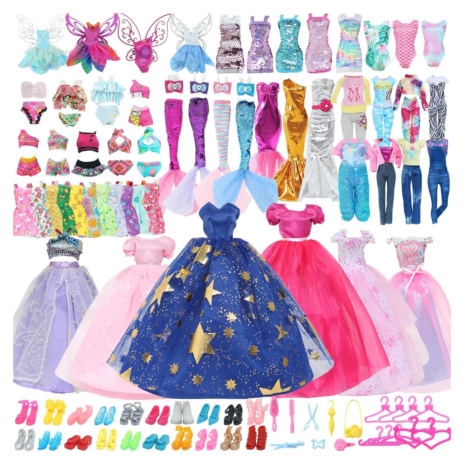60 Piezas Ropa de Muñeca QBPKQY Vestidos y Accesorios