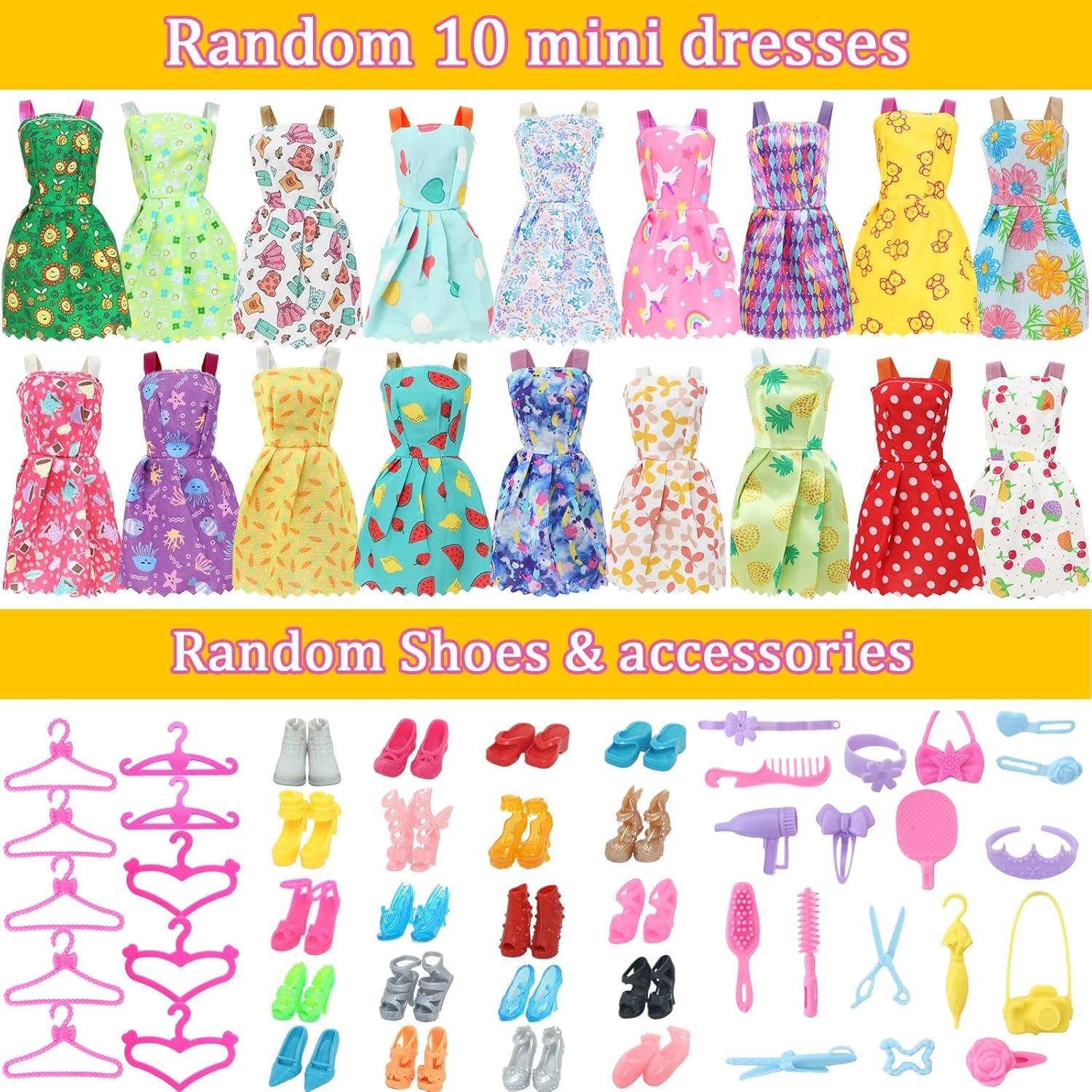 60 Piezas Ropa de Muñeca QBPKQY Vestidos y Accesorios