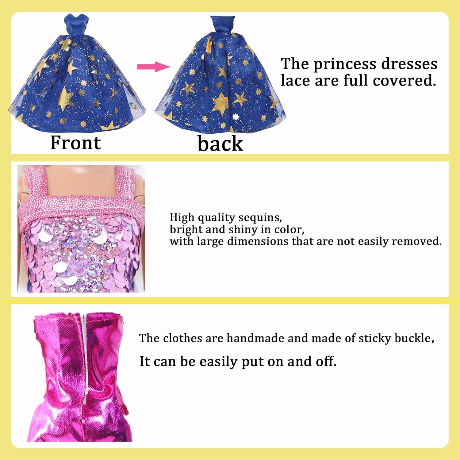 60 Piezas Ropa de Muñeca QBPKQY Vestidos y Accesorios