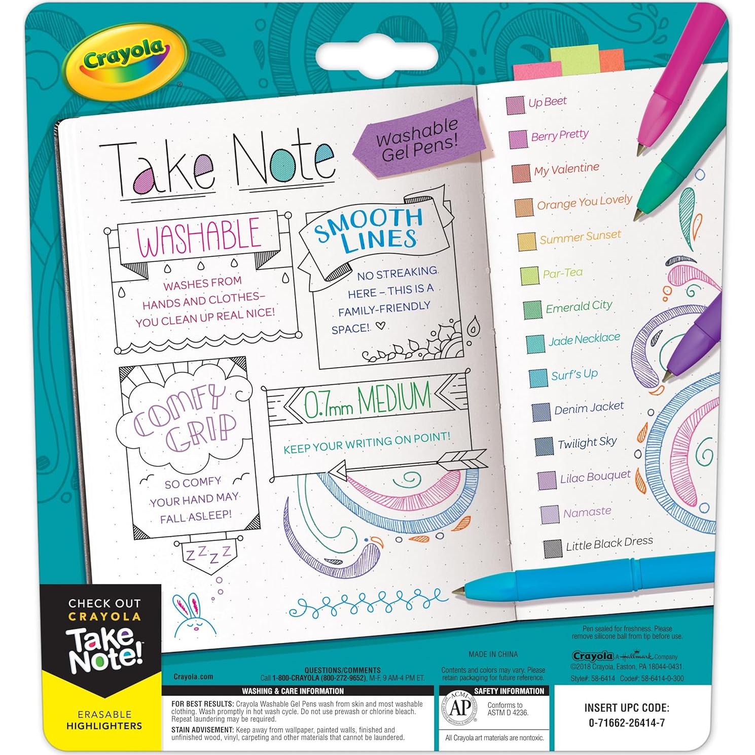 Bolígrafos de Gel Lavables Crayola Take Note 14 Colores