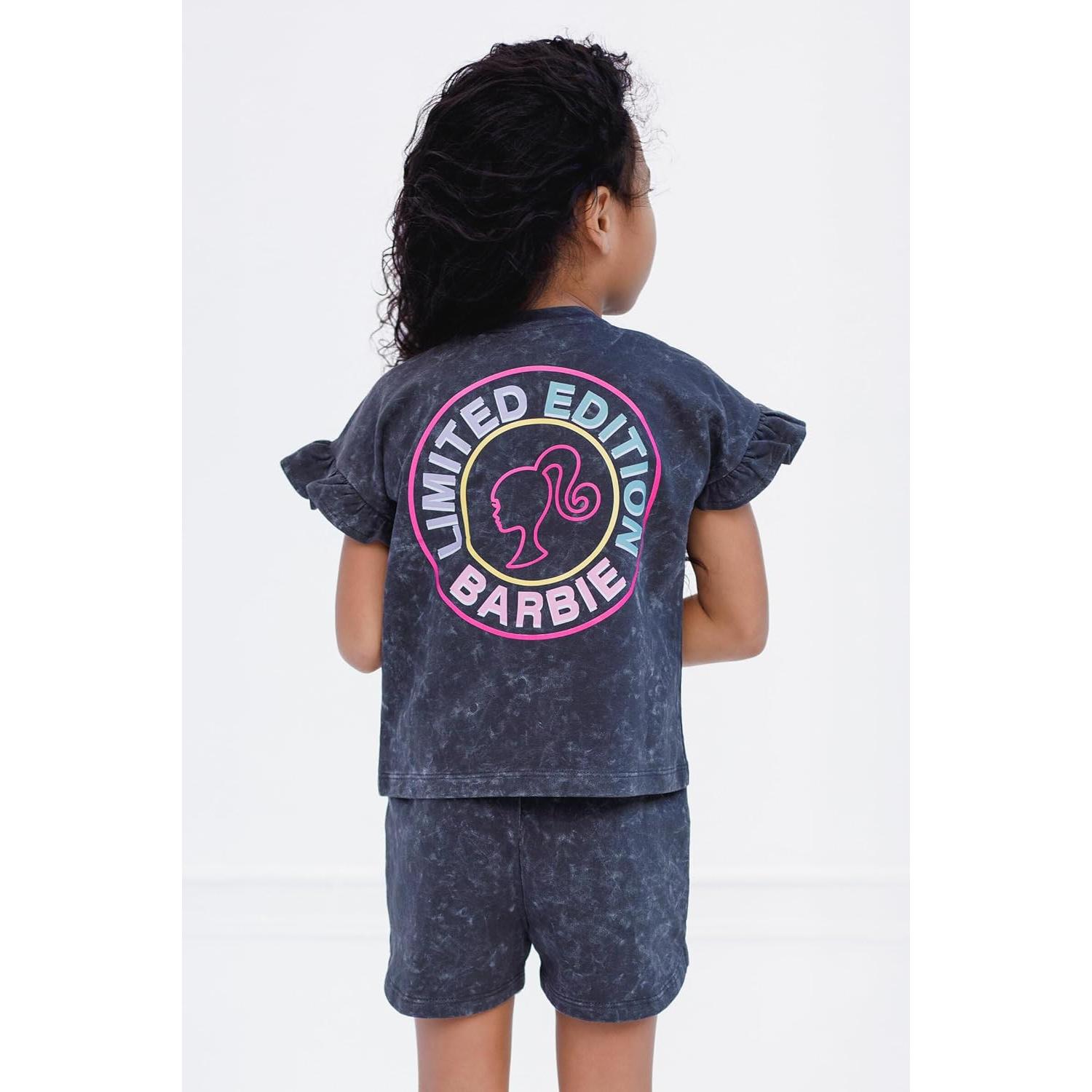 Conjunto camiseta y shorts Barbie para niñas 2T-16 años