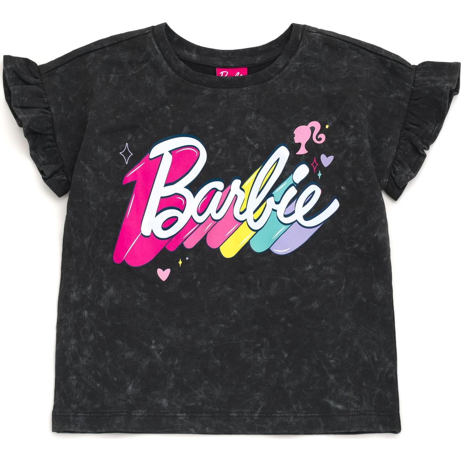 Conjunto camiseta y shorts Barbie para niñas 2T-16 años