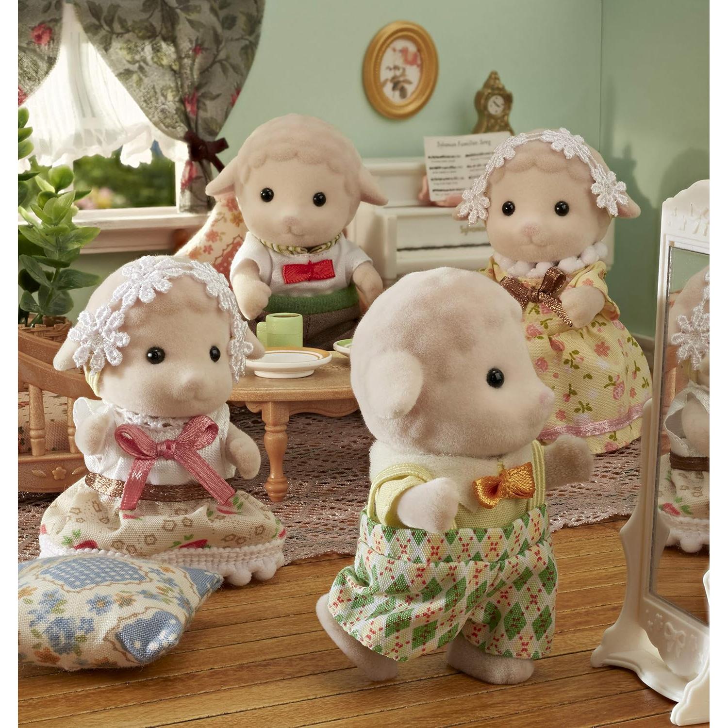 Familia de Ovejas Mouton Sylvanian - 4 Personajes Articulados