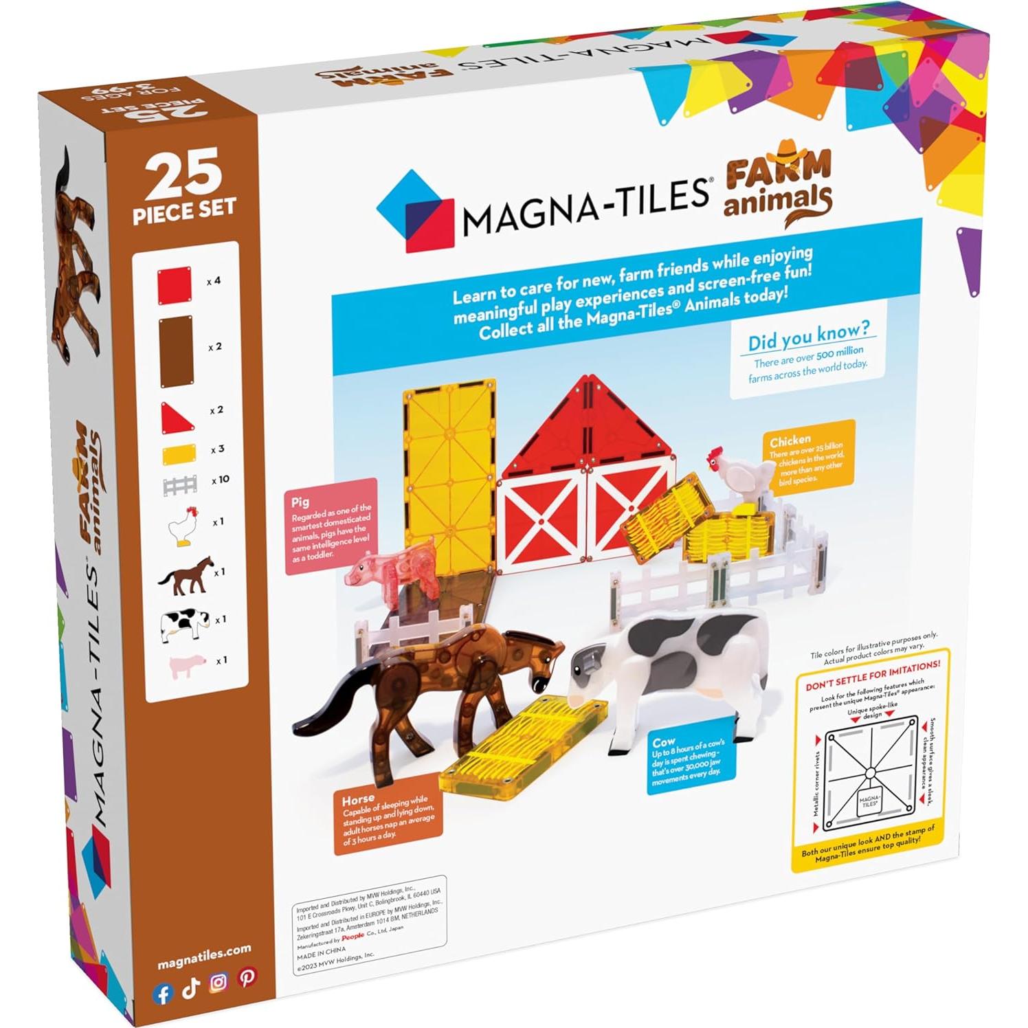 MAGNA-TILES Set Animales de Granja 25 Piezas Juguete Educativo