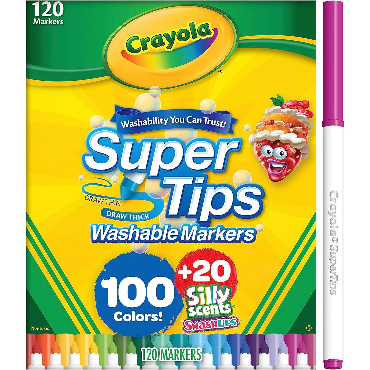 Conjunto de 120 Marcadores Lavables Crayola Super Tips y Aromas