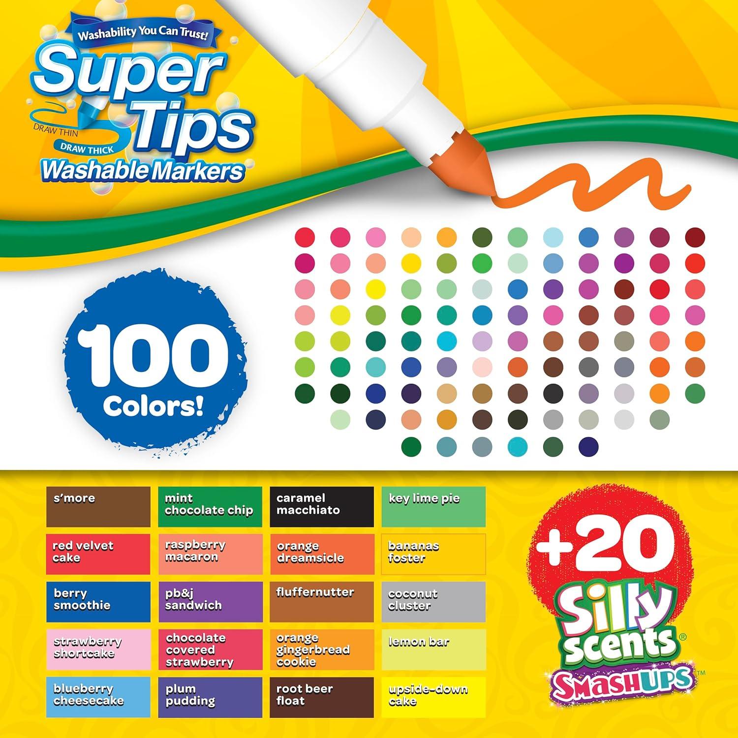 Conjunto de 120 Marcadores Lavables Crayola Super Tips y Aromas