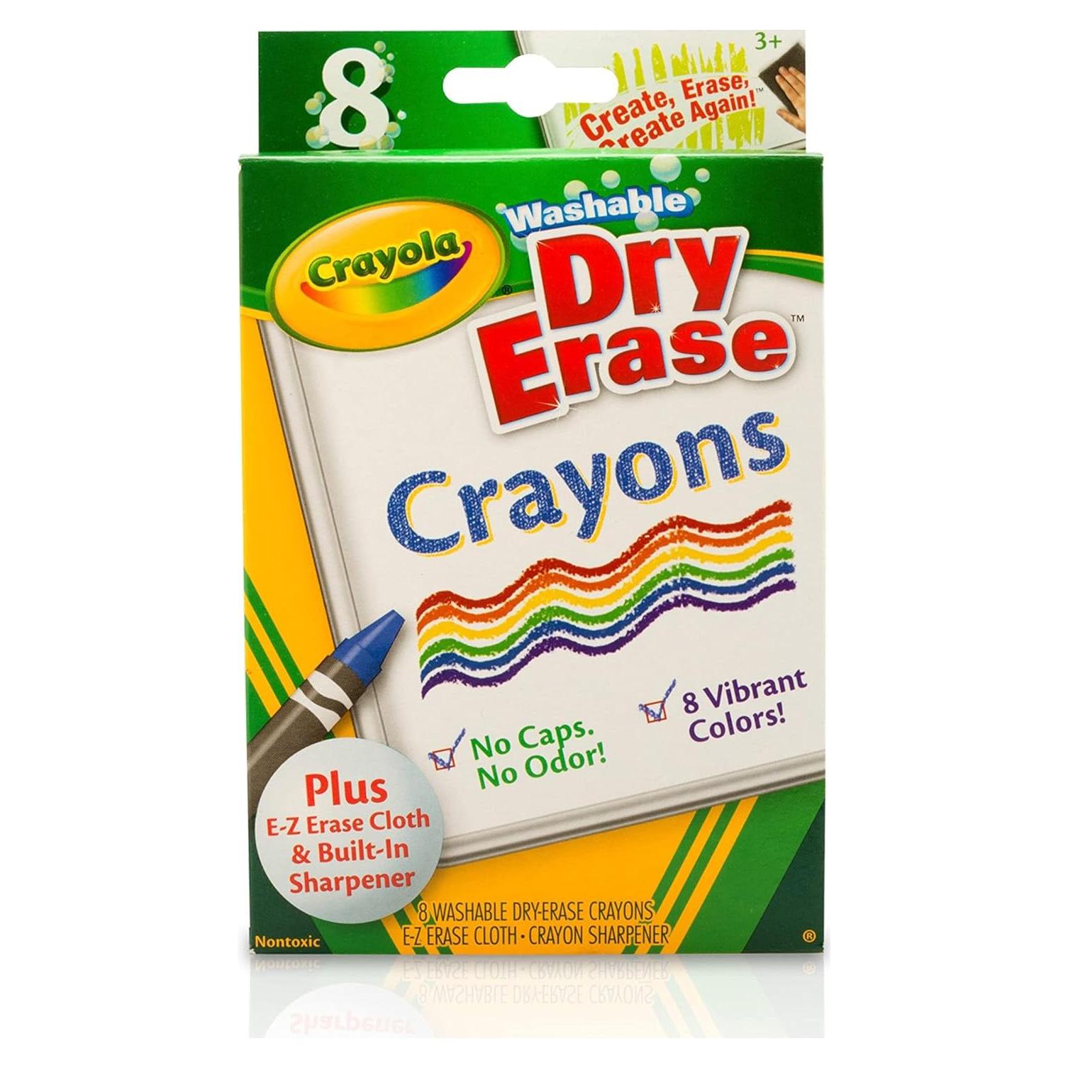 Crayones Borrables Lavables Crayola 8 Colores + Mitón y Sacapuntas