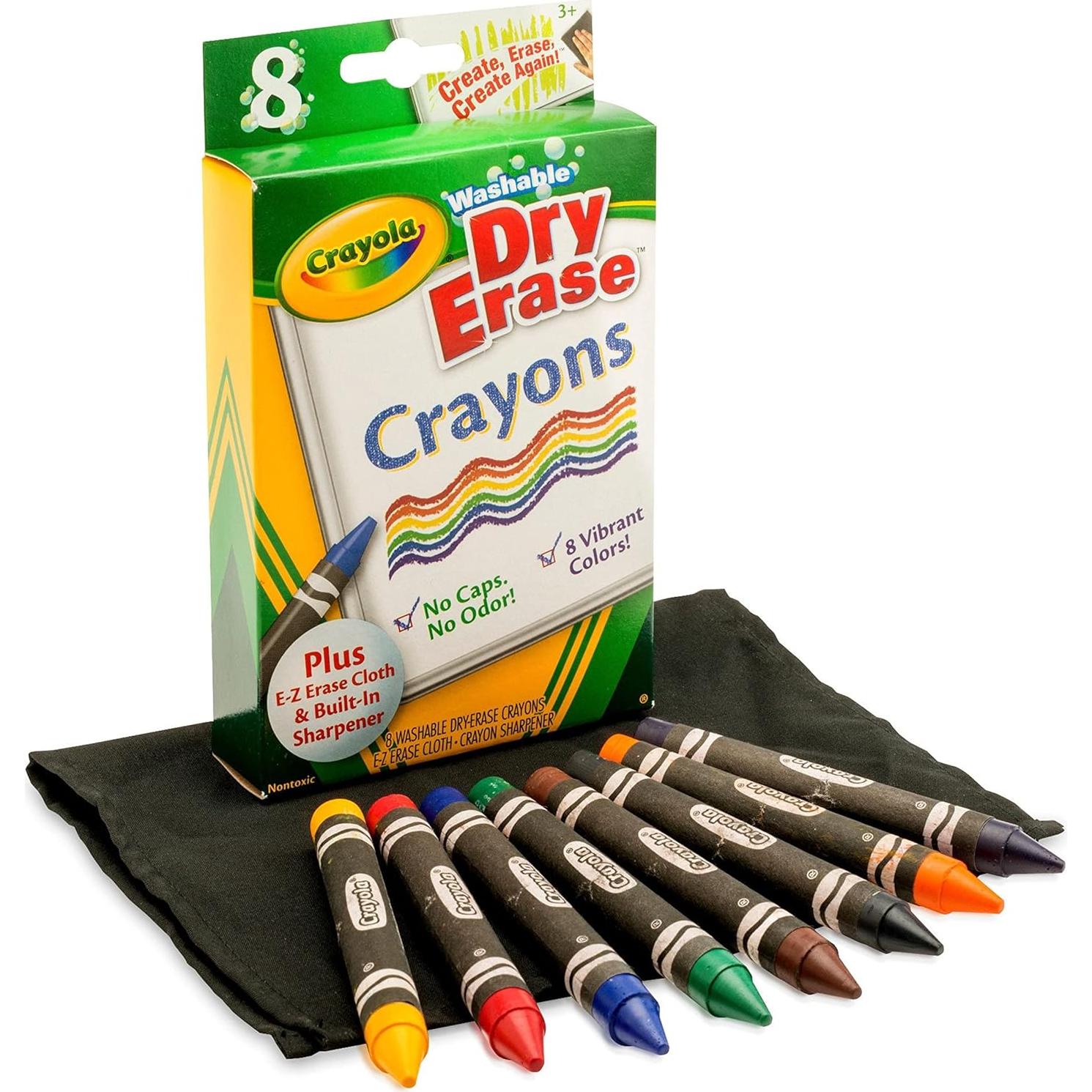 Crayones Borrables Lavables Crayola 8 Colores + Mitón y Sacapuntas