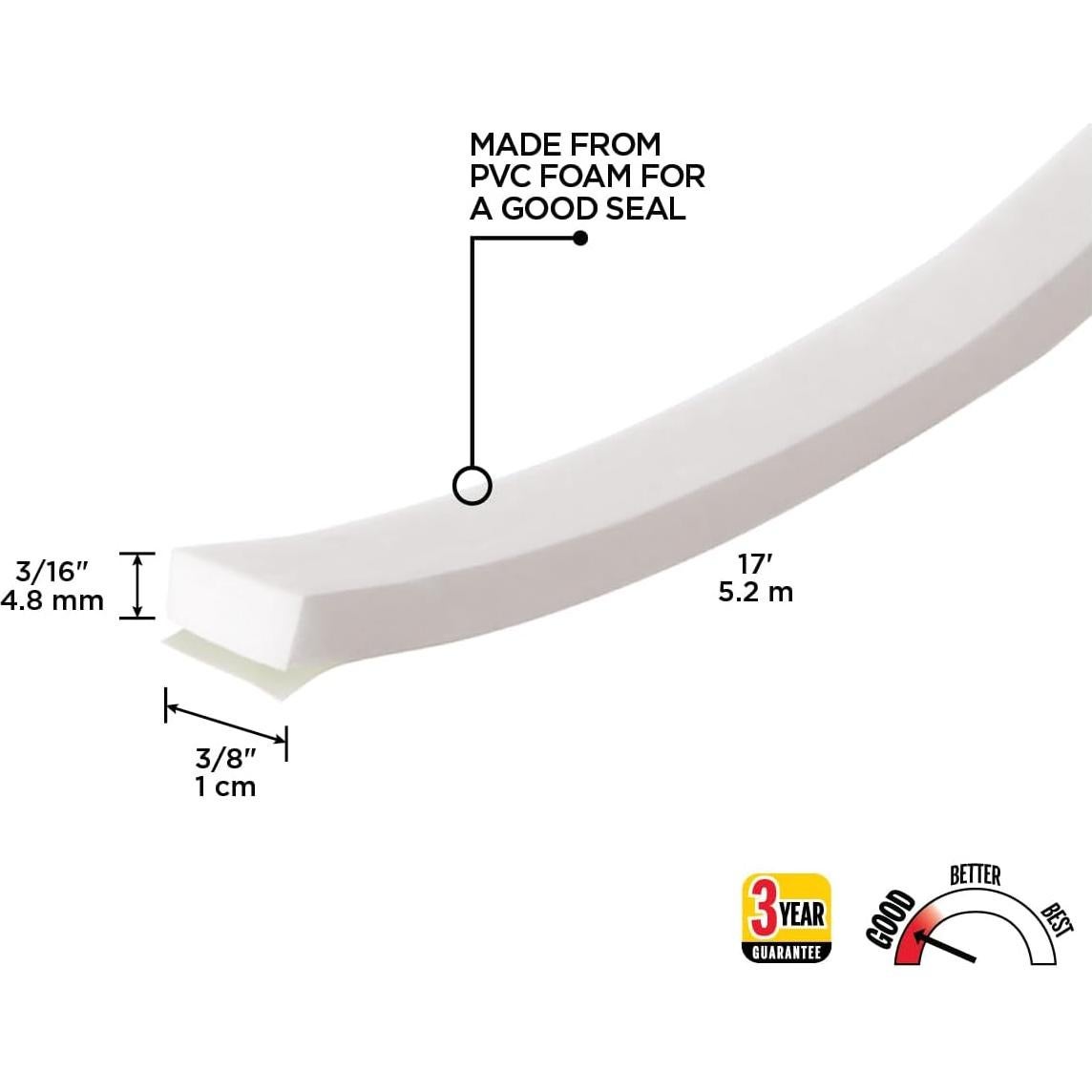 Cinta de Espuma Autoadhesiva M-D 5.18 m PVC Blanco 0.95 cm