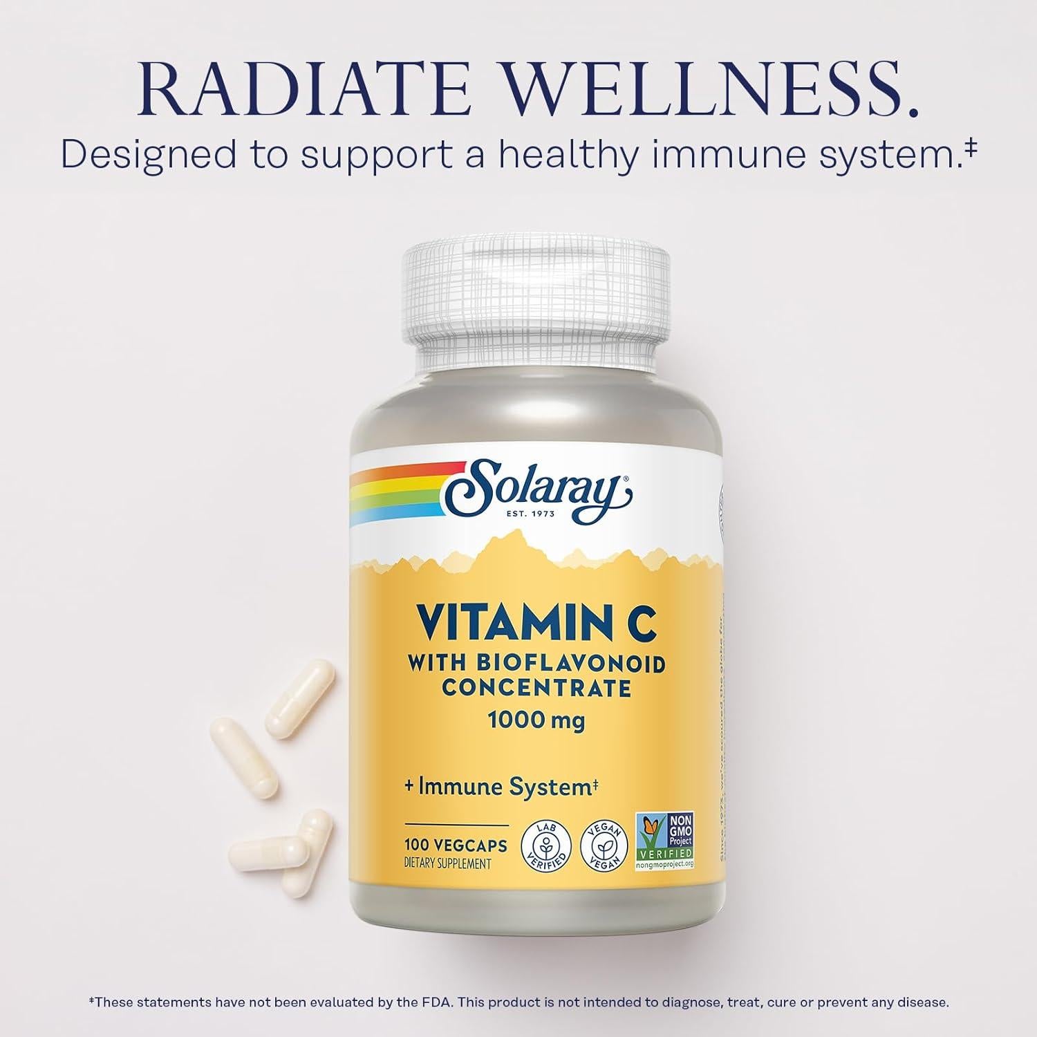 Vitamina C 1000mg Solaray - Bioflavonoides y Rosa Mosqueta - 100 VegCaps