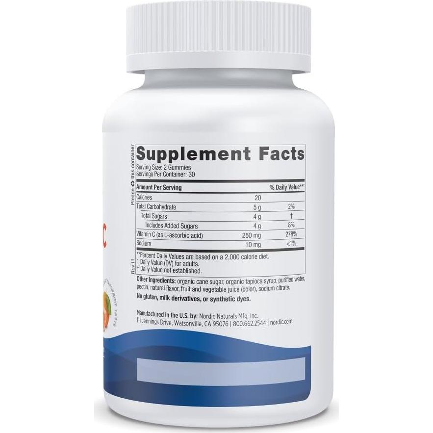 Gomitas de Vitamina C Nordic Naturals 60 unidades 250 mg Mandarina