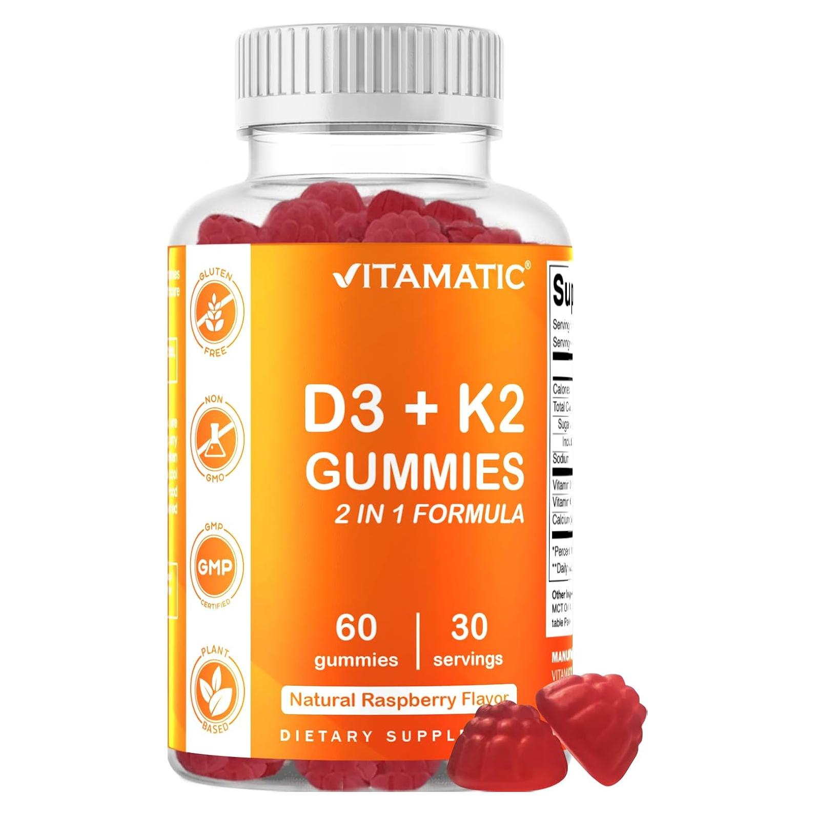 Gomitas Vitamatic Vitamina D3 + K2 60 Unidades - Salud Ósea y Cardiaca