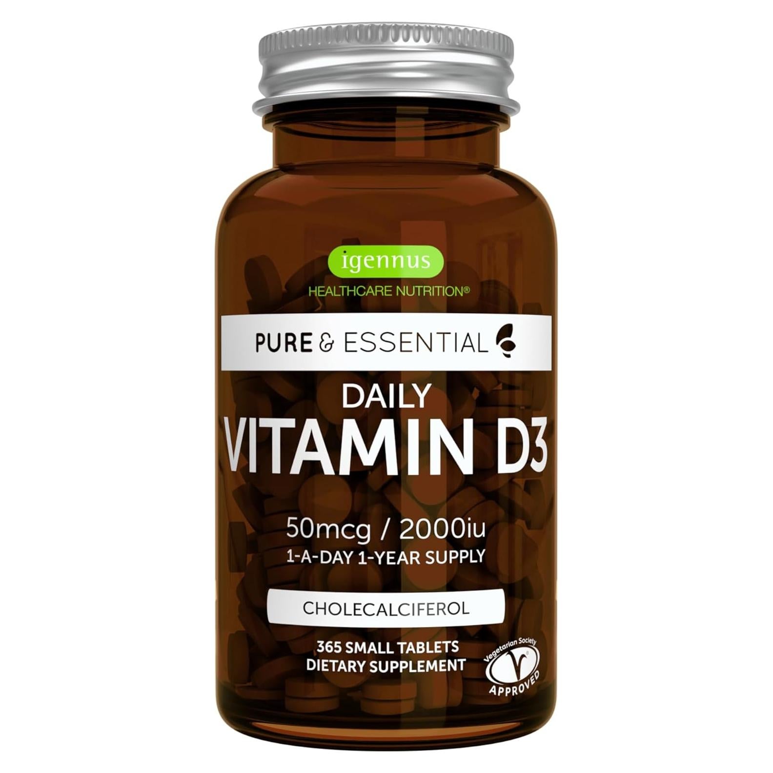 Suplemento de Vitamina D3 2000 IU Igennus 365 Tabletas
