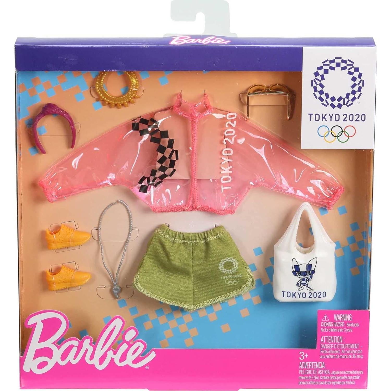 Pack Ropa Muñeca Barbie Tokio 2020 Chaqueta Rosa y Accesorios