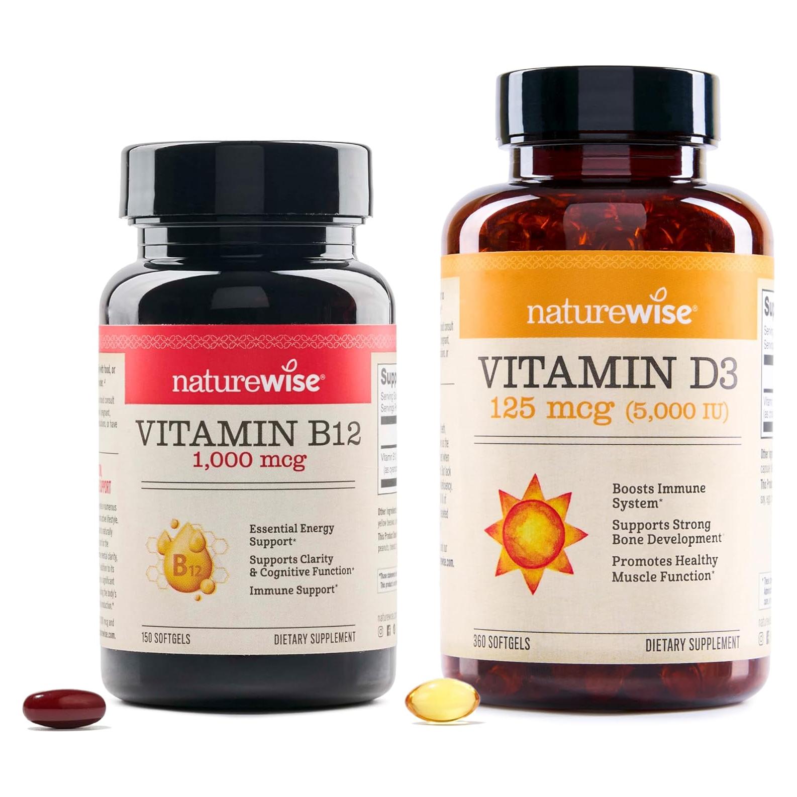 NatureWise Vitamina B12 1000 mcg 150 Gelatinas + D3 5000 UI 360