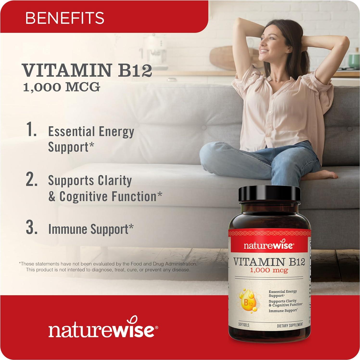 NatureWise Vitamina B12 1000 mcg 150 Gelatinas + D3 5000 UI 360