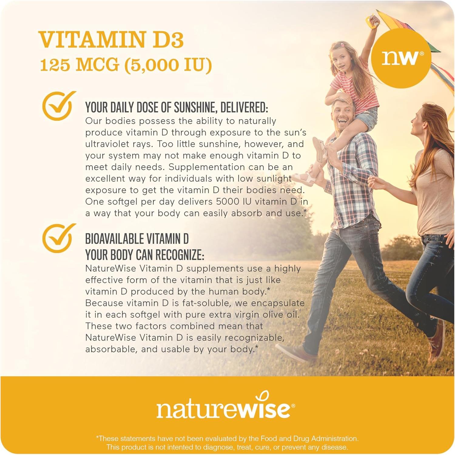 NatureWise Vitamina B12 1000 mcg 150 Gelatinas + D3 5000 UI 360