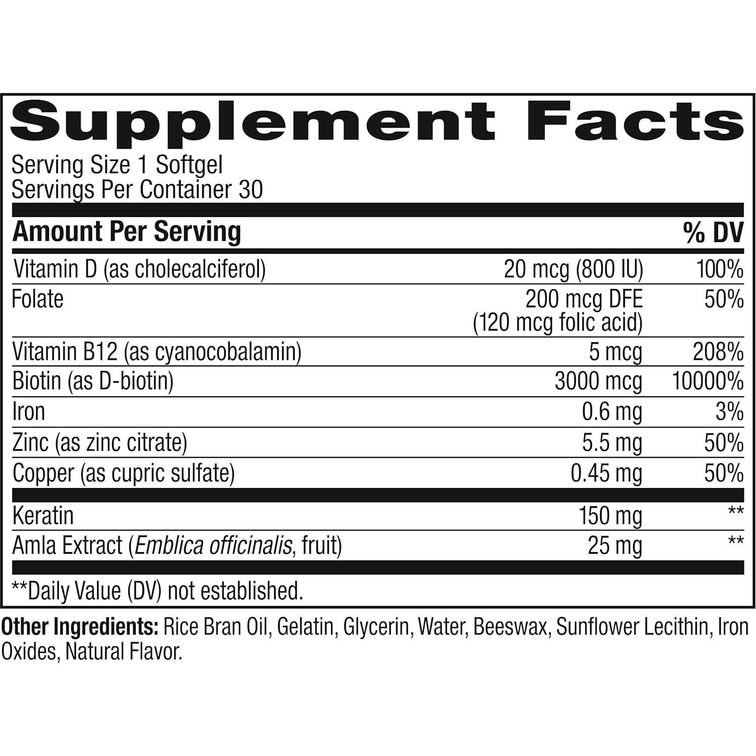 Suplemento de Cabello OLLY Ultra Fuerte 30 Softgels Biotina