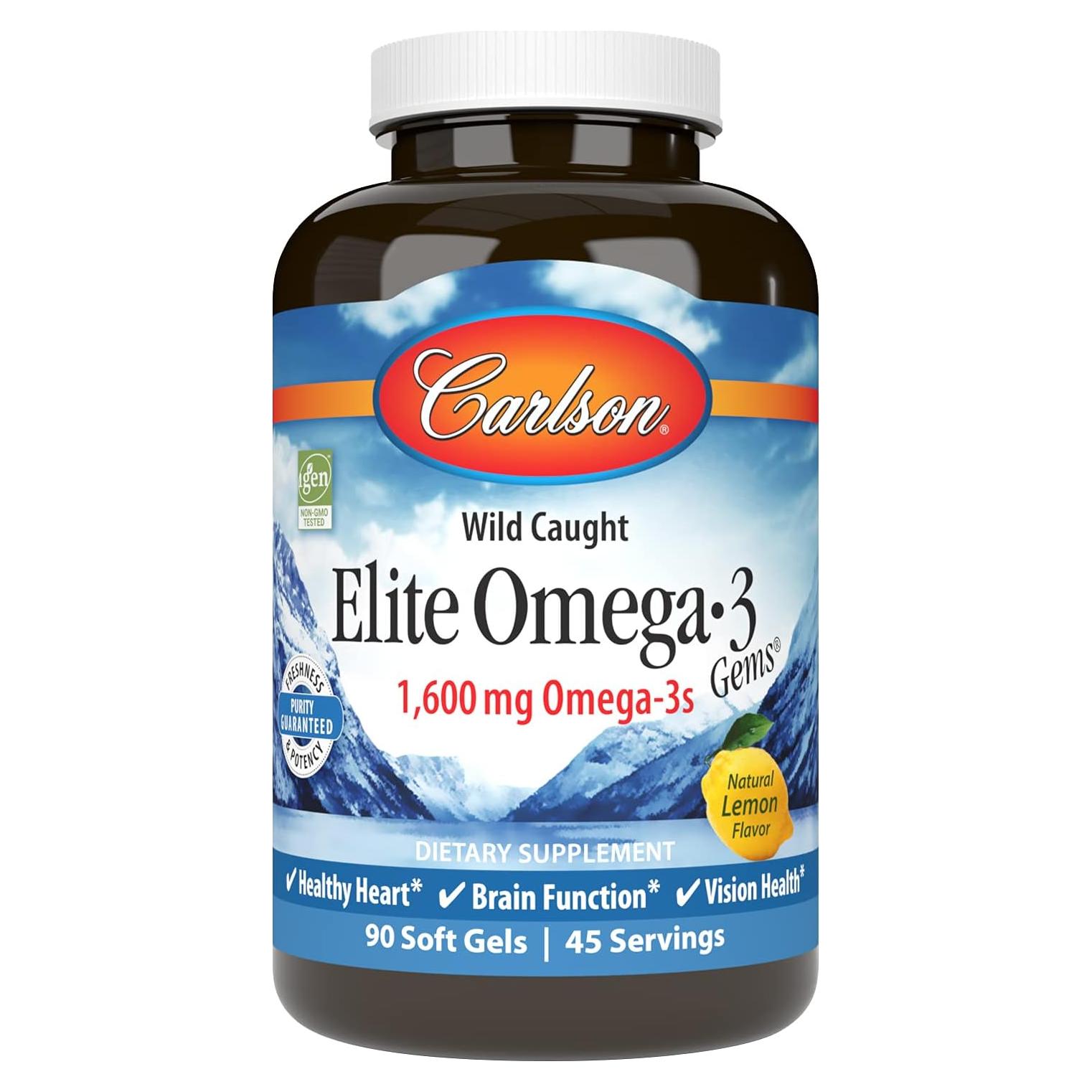 Carlson Labs Omega-3 Elite 1600mg 90 Cápsulas Blandas