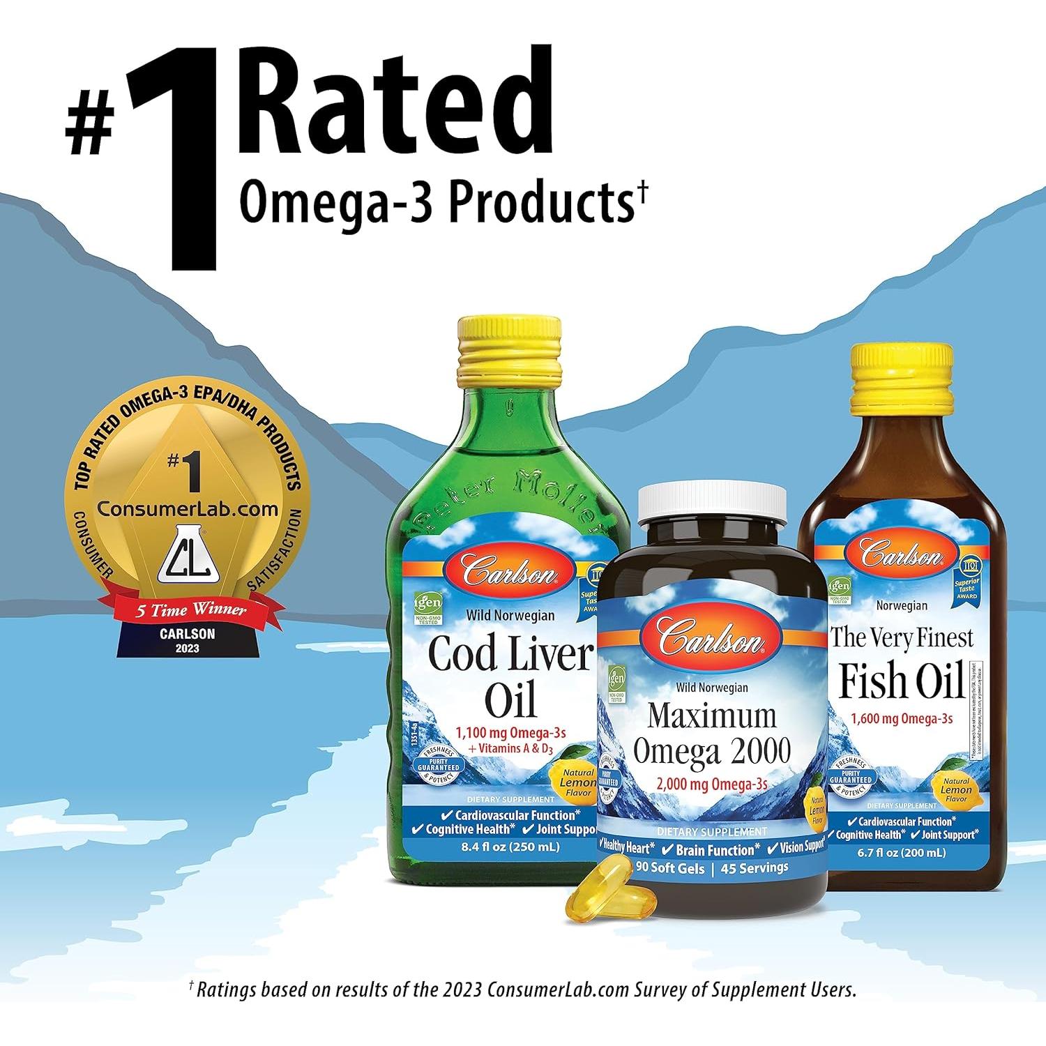 Carlson Labs Omega-3 Elite 1600mg 90 Cápsulas Blandas