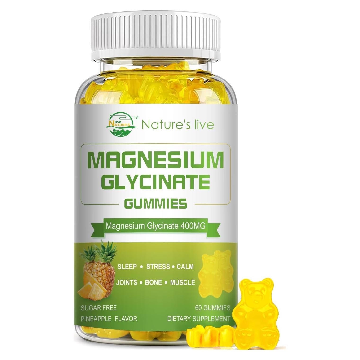 Gomitas de Magnesio Sin Azúcar 400mg Piña - 60 Unidades