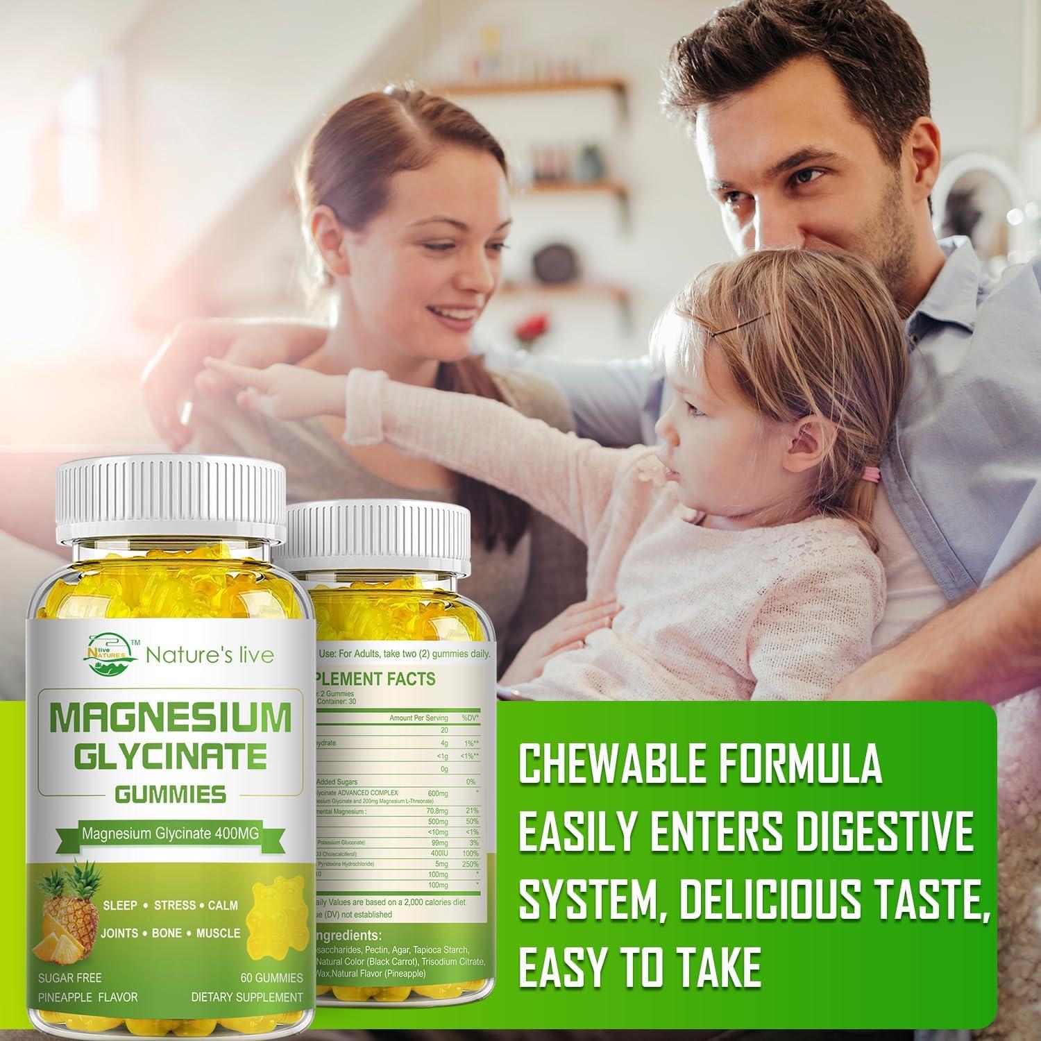 Gomitas de Magnesio Sin Azúcar 400mg Piña - 60 Unidades