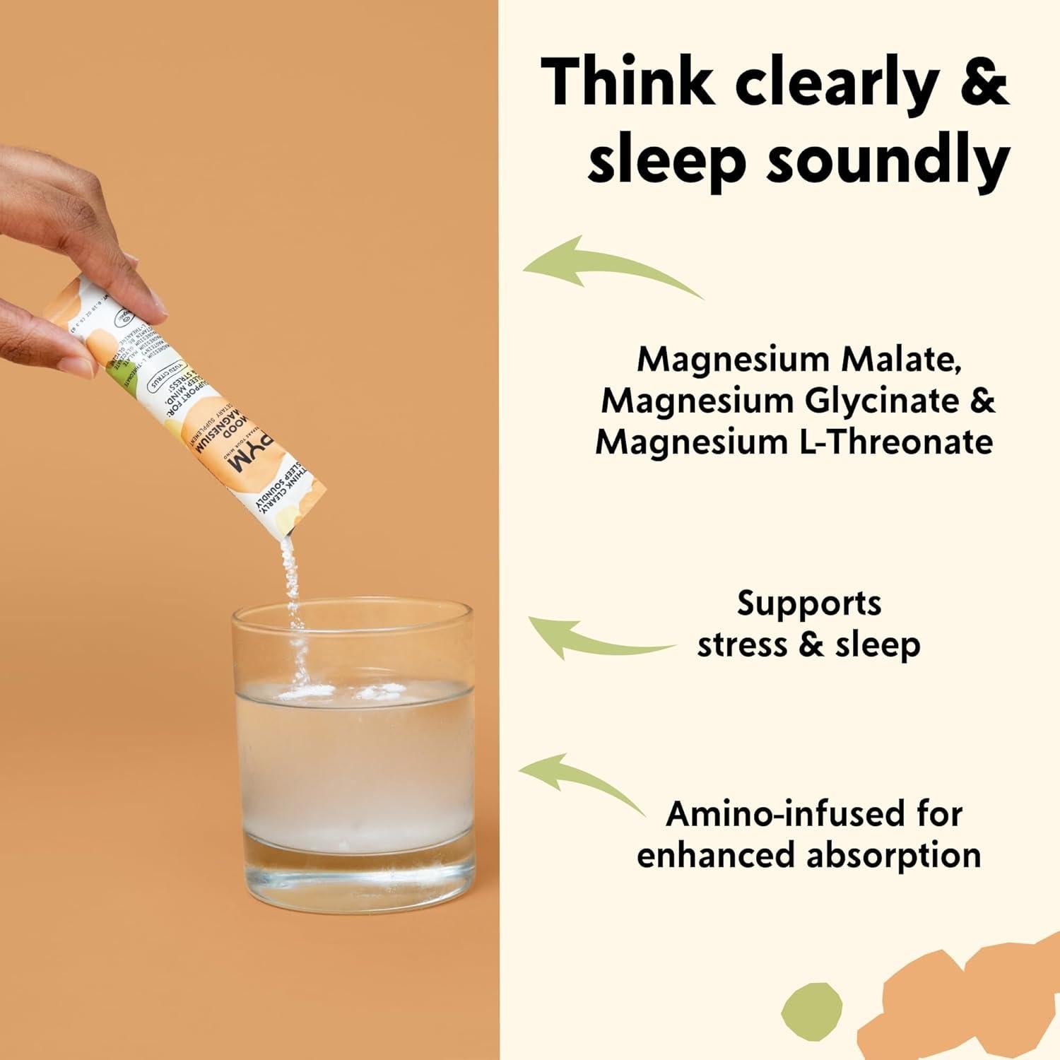 Polvo de Magnesio PYM Mood 10 Porciones - Glicinato, L-Treonato, Malato