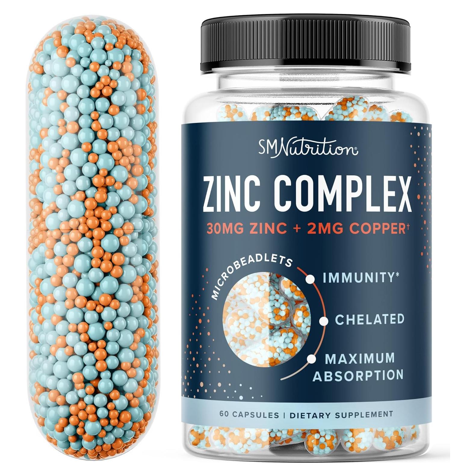 Suplemento de Zinc y Cobre en Microesferas SMNutrition 60 Cápsulas