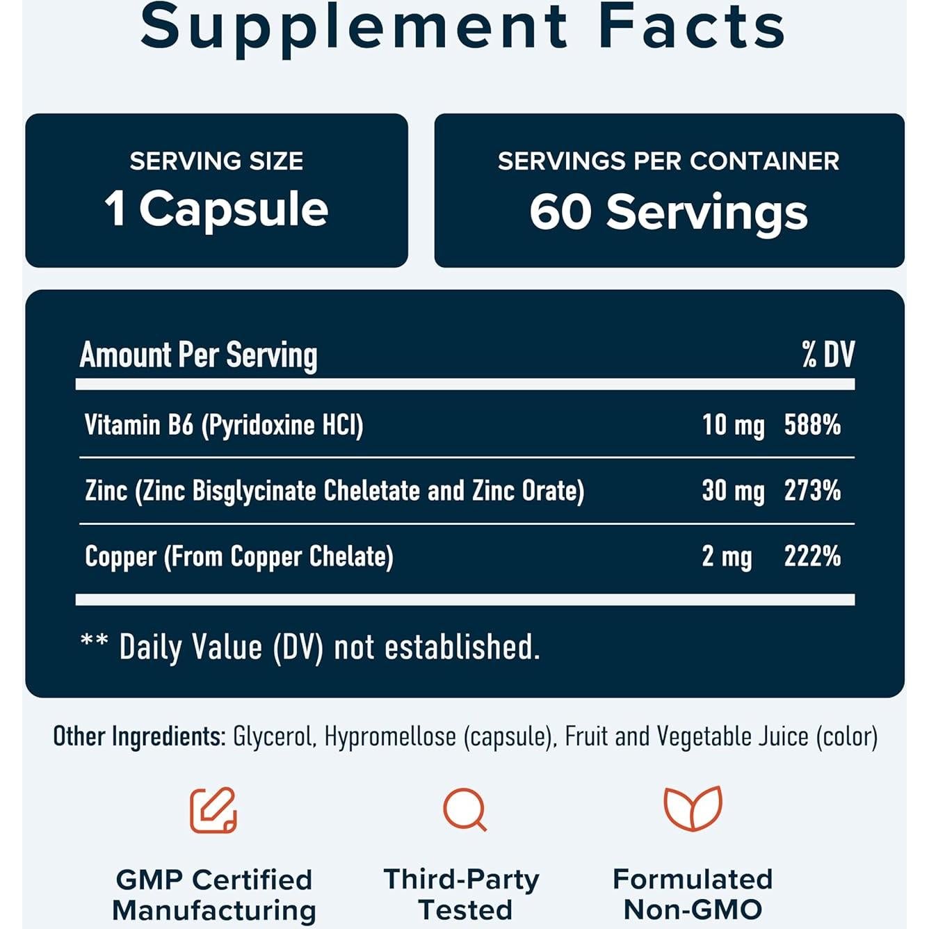Suplemento de Zinc y Cobre en Microesferas SMNutrition 60 Cápsulas