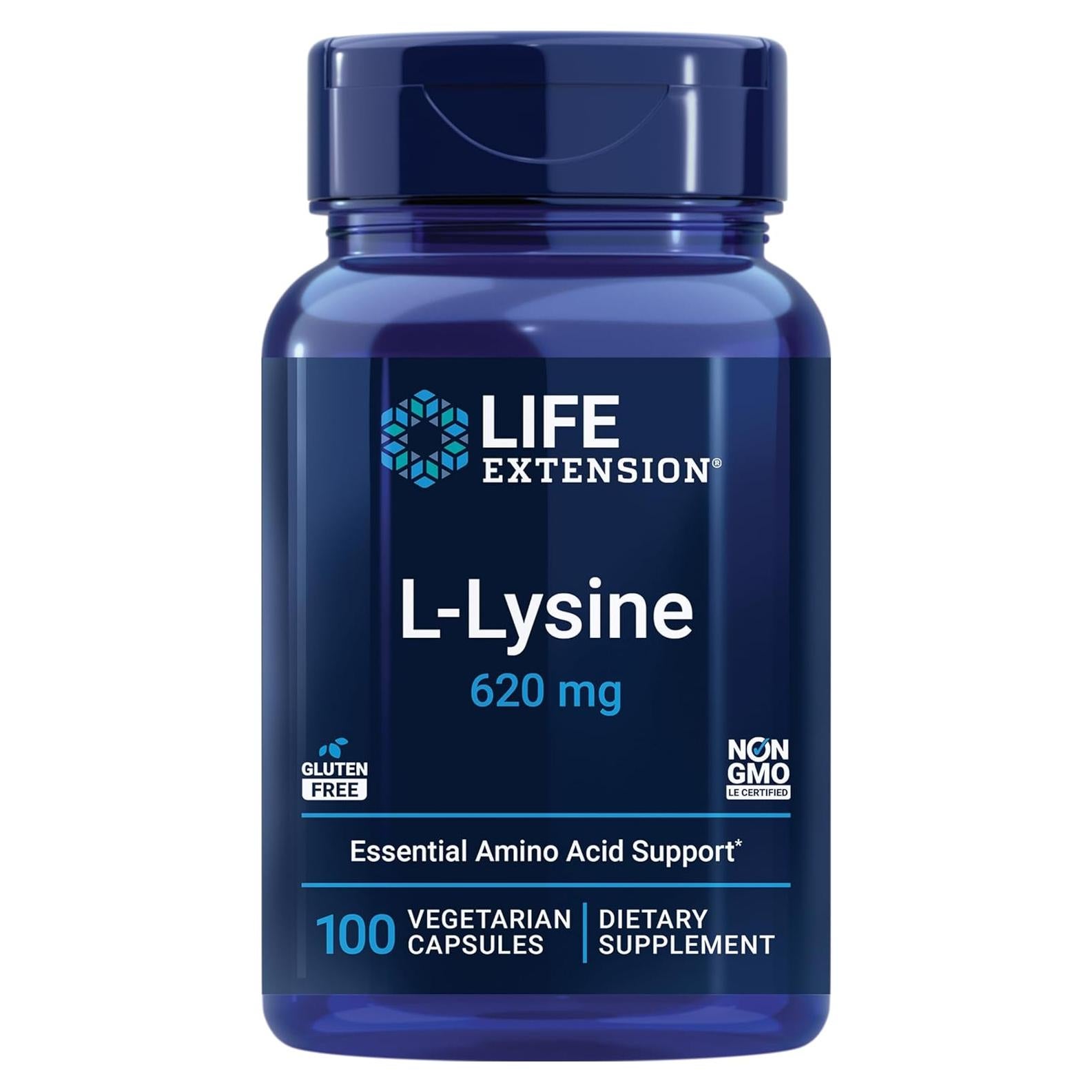L-Lisina Life Extension 620 mg 100 Cápsulas Vegetales