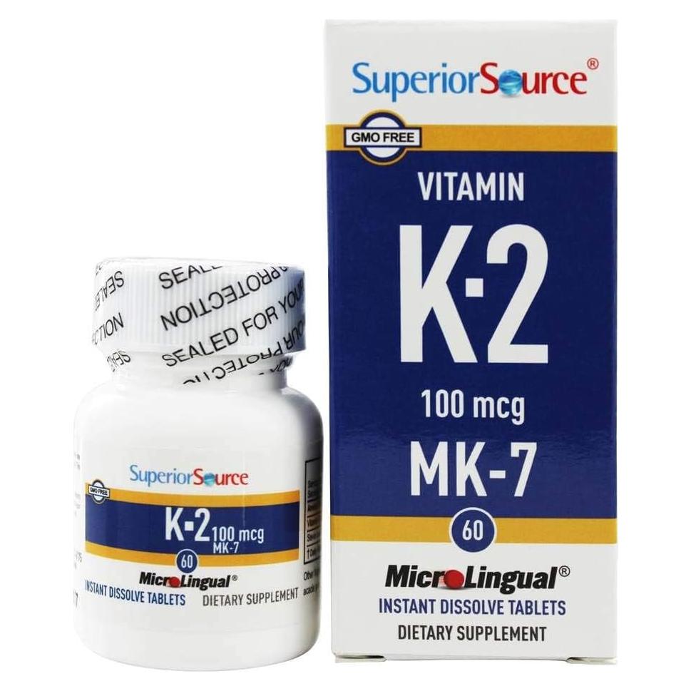 Vitamina K2 MK-7 Superior Source 100 mcg - 60 Tabletas Sublinguales