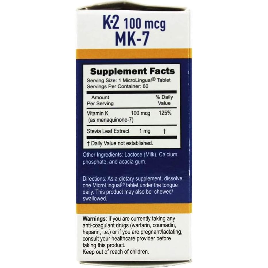 Vitamina K2 MK-7 Superior Source 100 mcg - 60 Tabletas Sublinguales