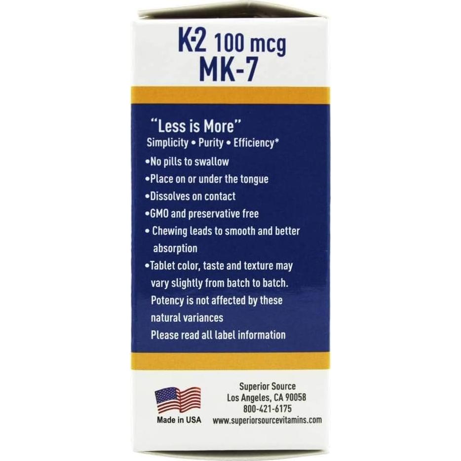 Vitamina K2 MK-7 Superior Source 100 mcg - 60 Tabletas Sublinguales