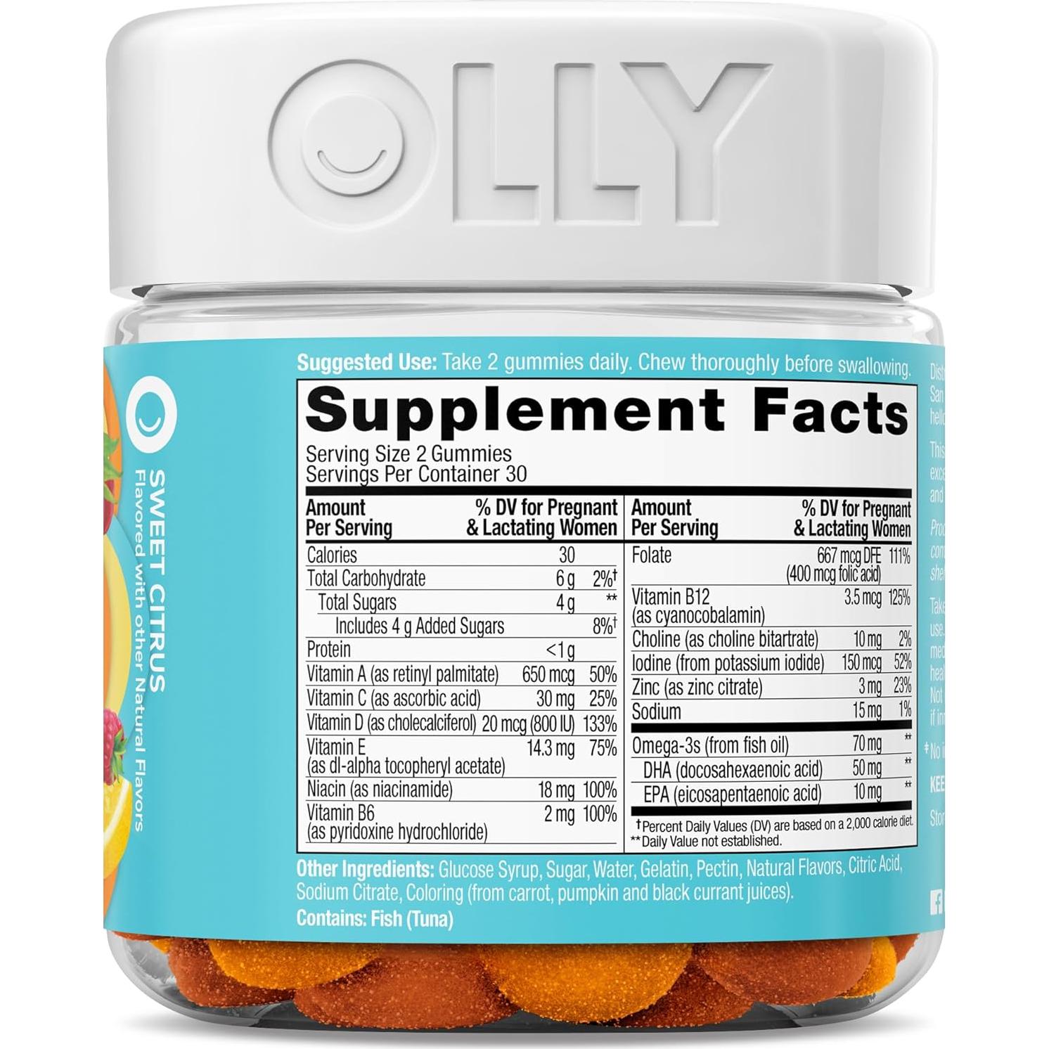 Gomitas Prenatales OLLY 60 Unidades Ácido Fólico DHA